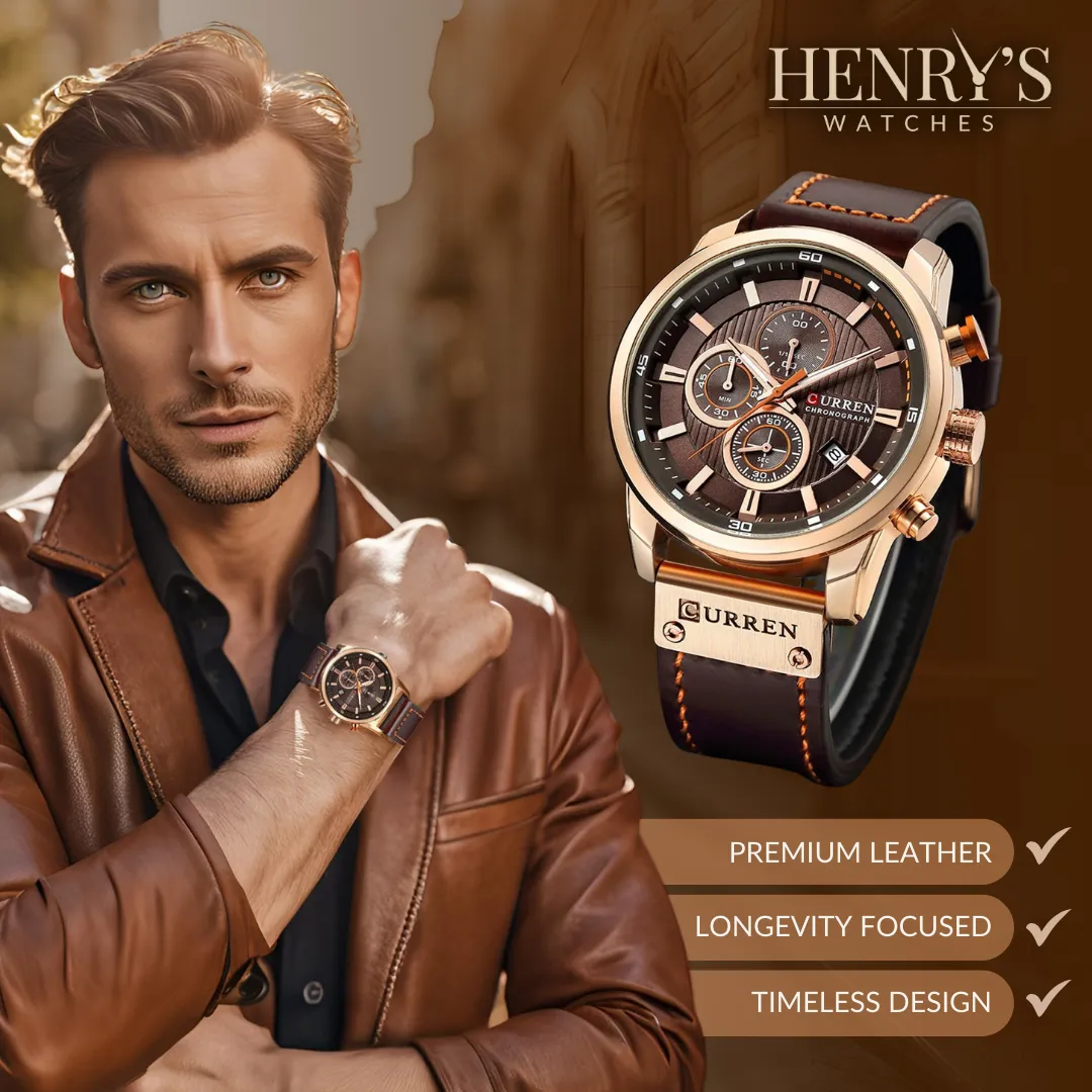 Cooper Elegant Quartz Watch with Leather Band