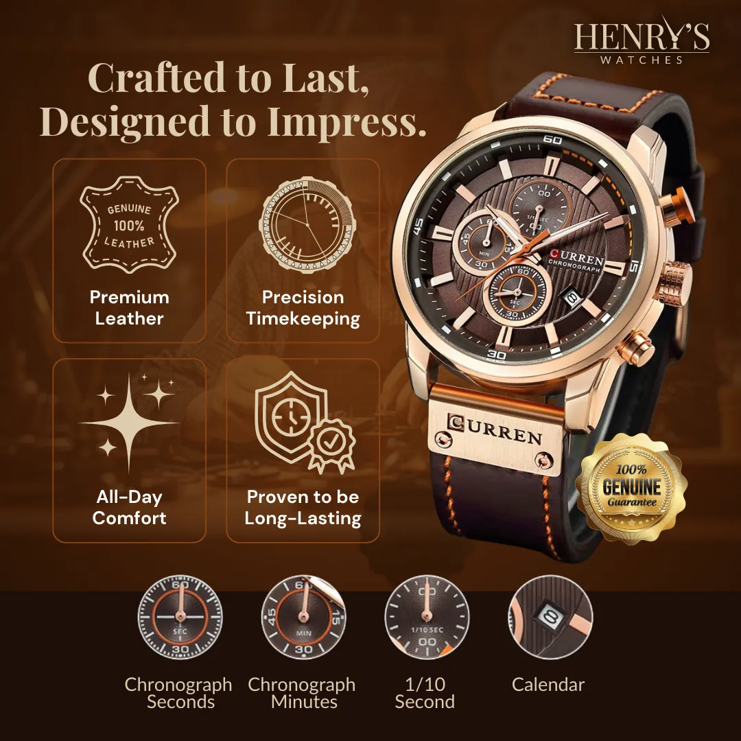 Cooper Elegant Quartz Watch with Leather Band
