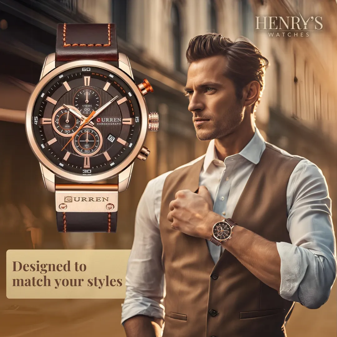 Cooper Elegant Quartz Watch with Leather Band