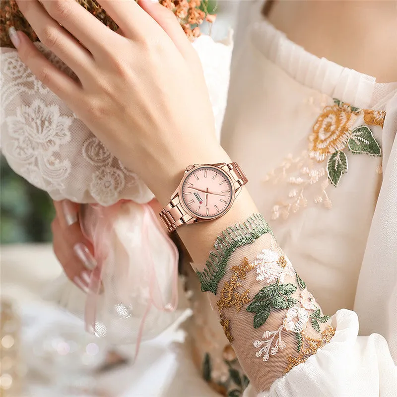 CURREN Original Brand Stainless Steel Wrist Watch For Woman With Brand (Box & Bag)-9090