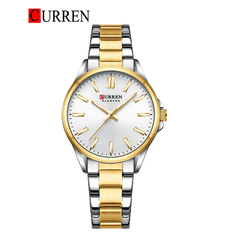 CURREN Original Brand Stainless Steel Wrist Watch For Woman With Brand (Box & Bag)-9090