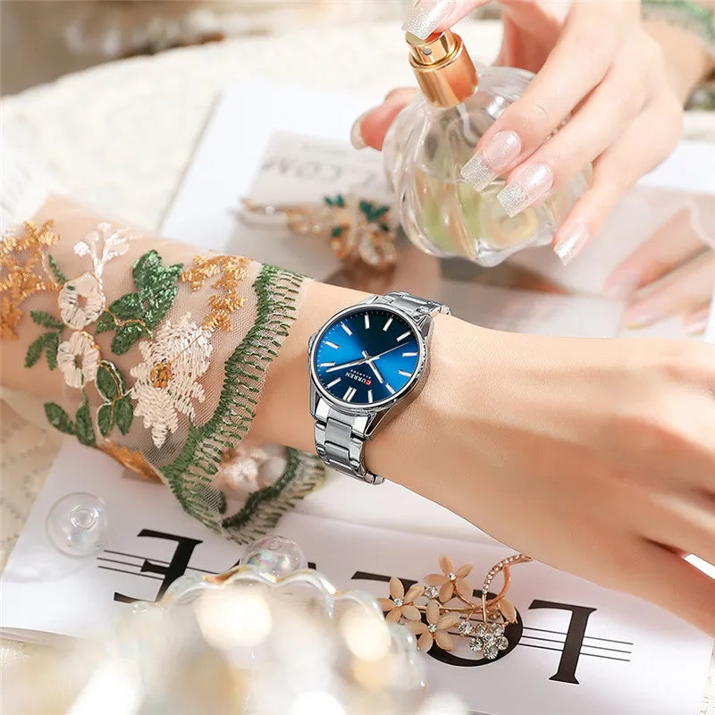 CURREN Original Brand Stainless Steel Wrist Watch For Woman With Brand (Box & Bag)-9090