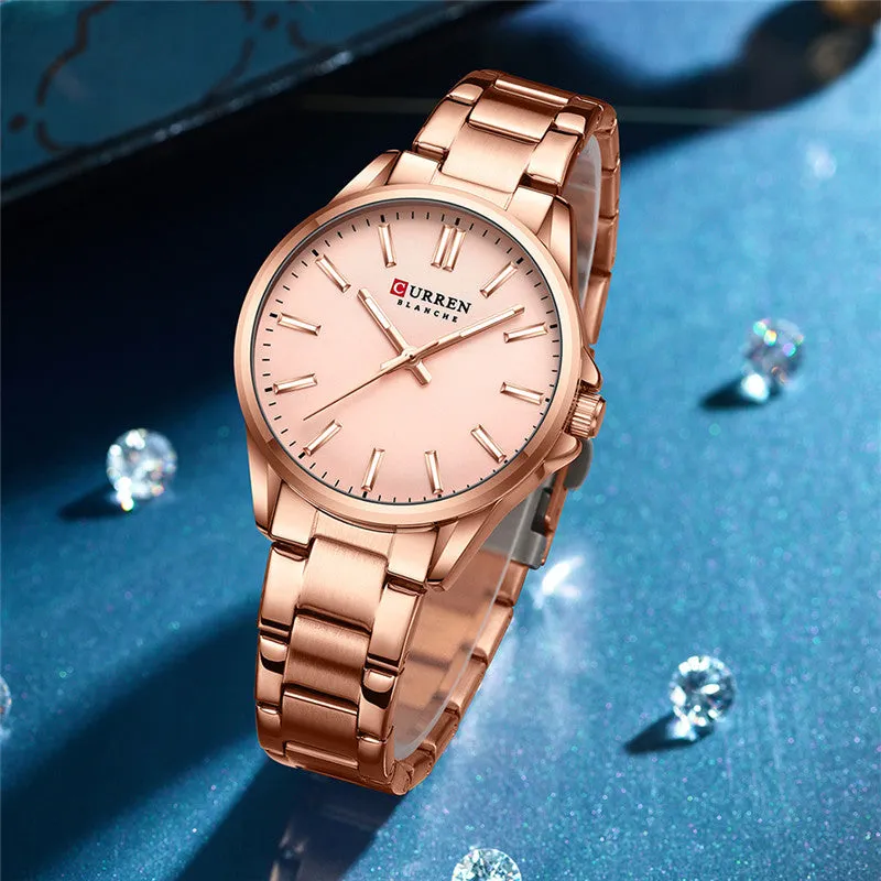 CURREN Original Brand Stainless Steel Wrist Watch For Woman With Brand (Box & Bag)-9090