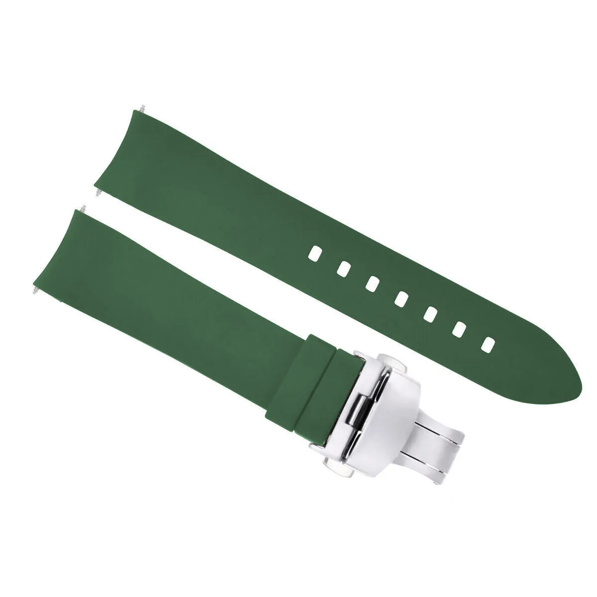 CURVED END SILICONE WATCH BAND RUBBER STRAP  CLASP - 22MM