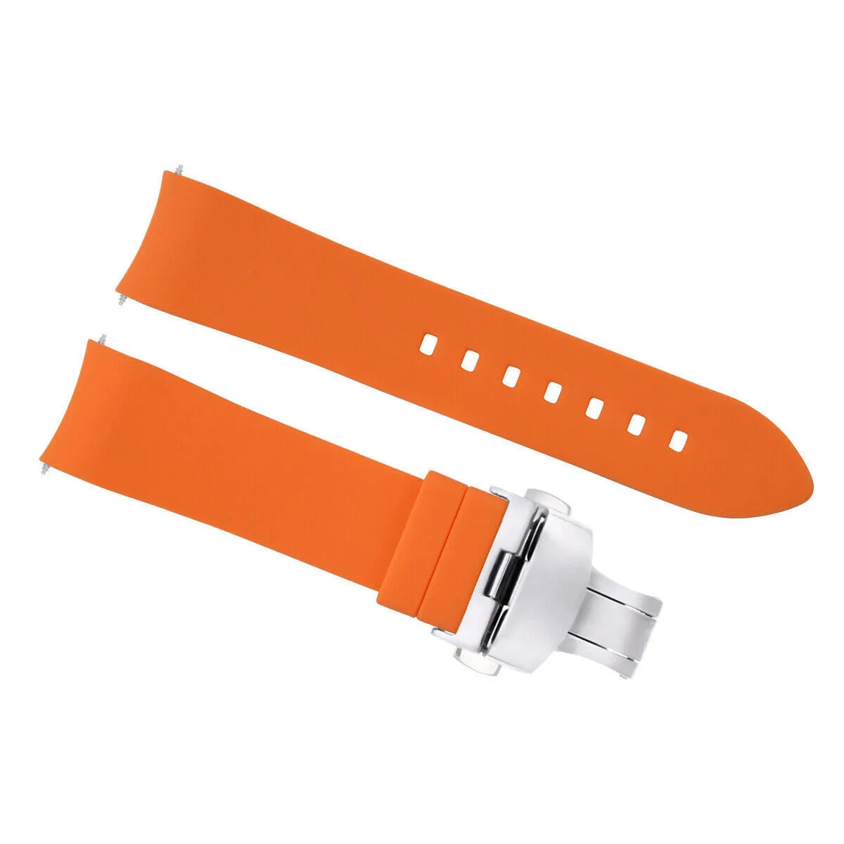 CURVED END SILICONE WATCH BAND RUBBER STRAP  CLASP - 22MM