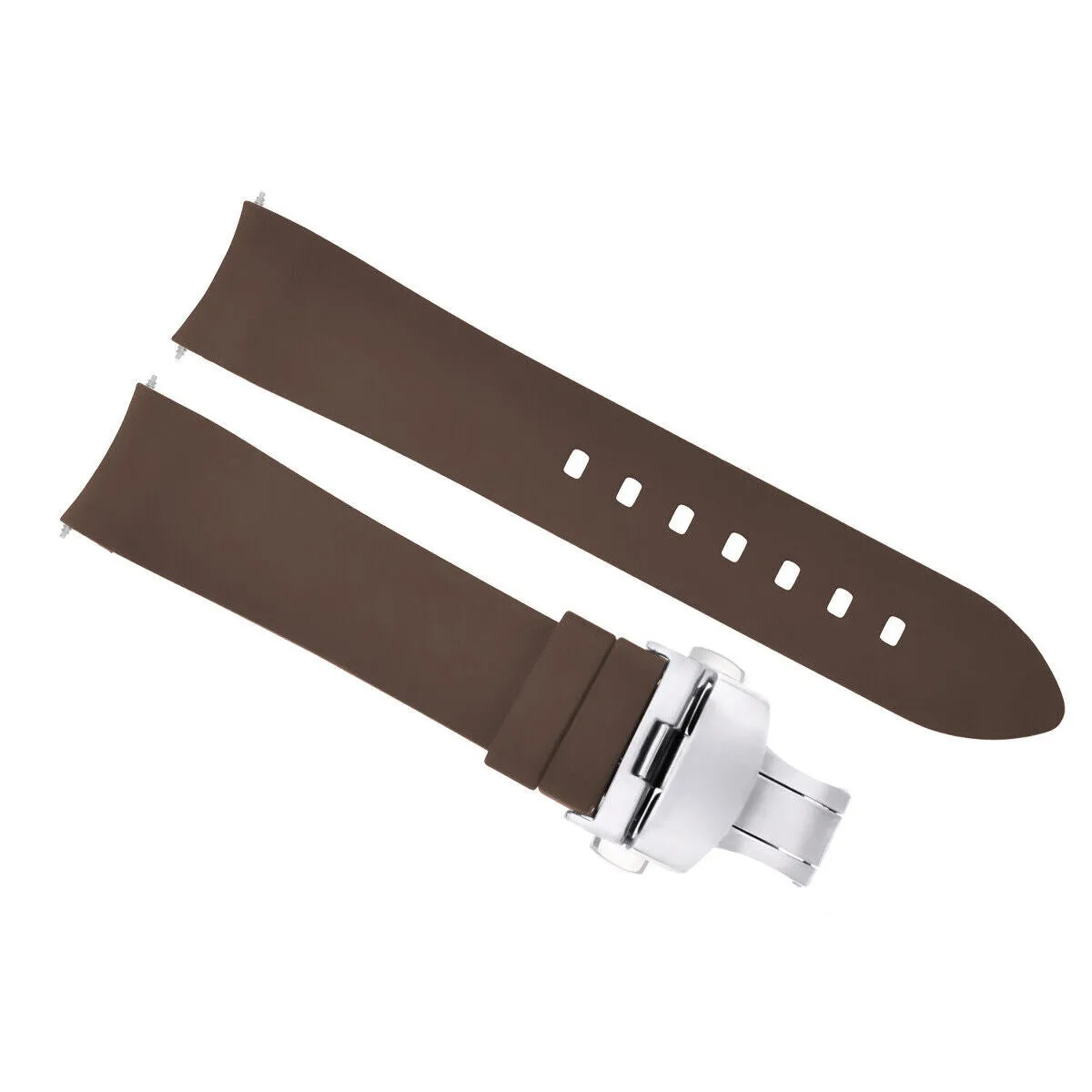 CURVED END SILICONE WATCH BAND RUBBER STRAP  CLASP - 22MM