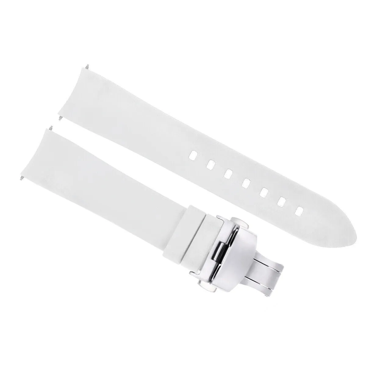 CURVED END SILICONE WATCH BAND RUBBER STRAP  CLASP - 22MM