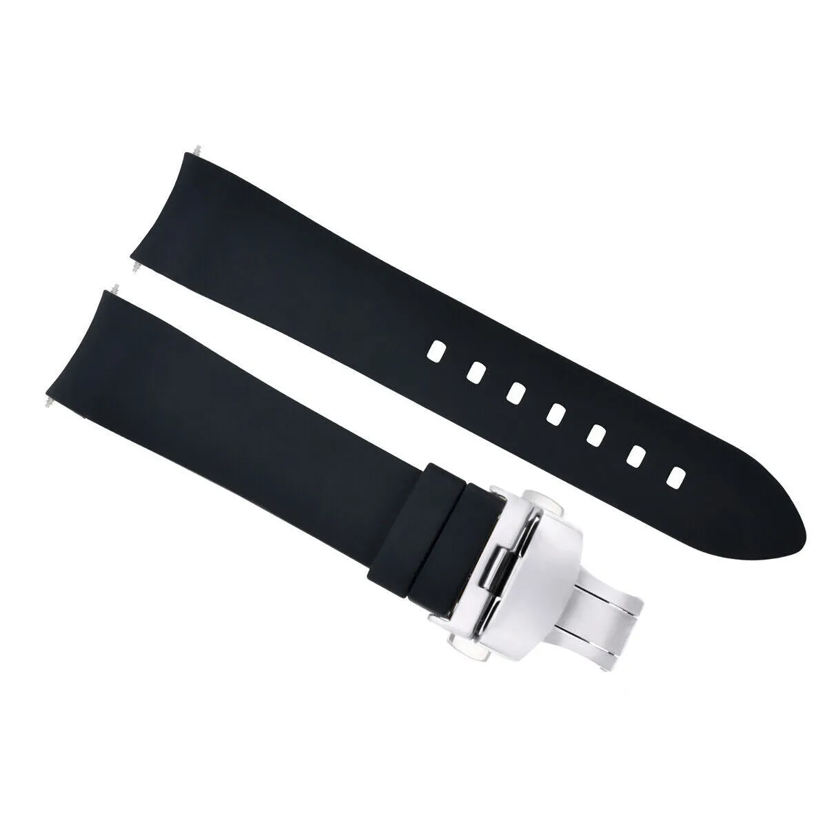 CURVED END SILICONE WATCH BAND RUBBER STRAP  CLASP - 22MM
