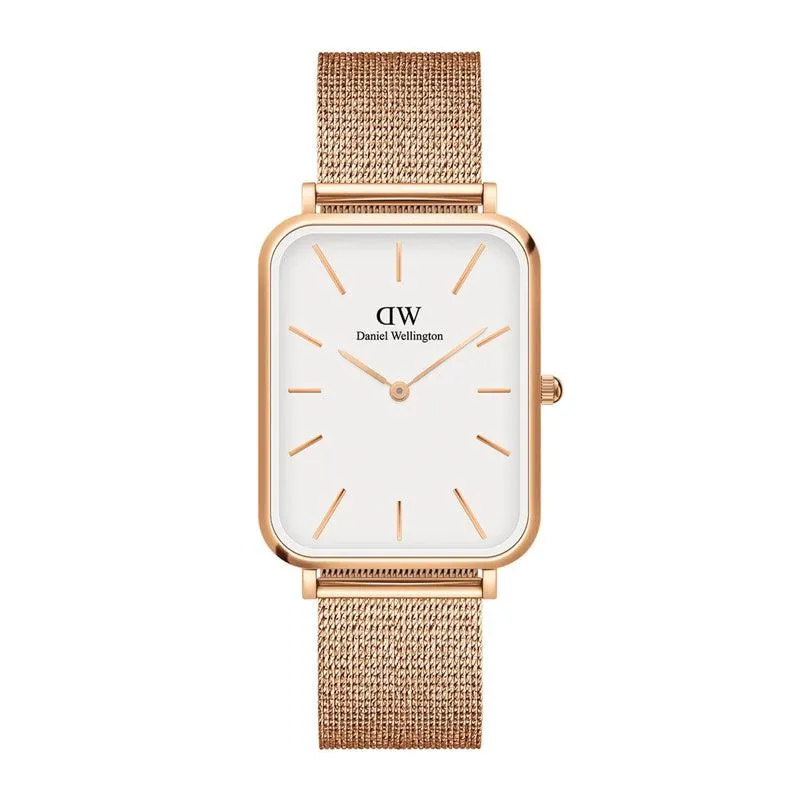 Daniel Wellington Quadro Pressed Melrose Gents Mesh Rose Gold White
