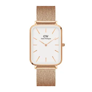 Daniel Wellington Quadro Pressed Melrose Gents Mesh Rose Gold White