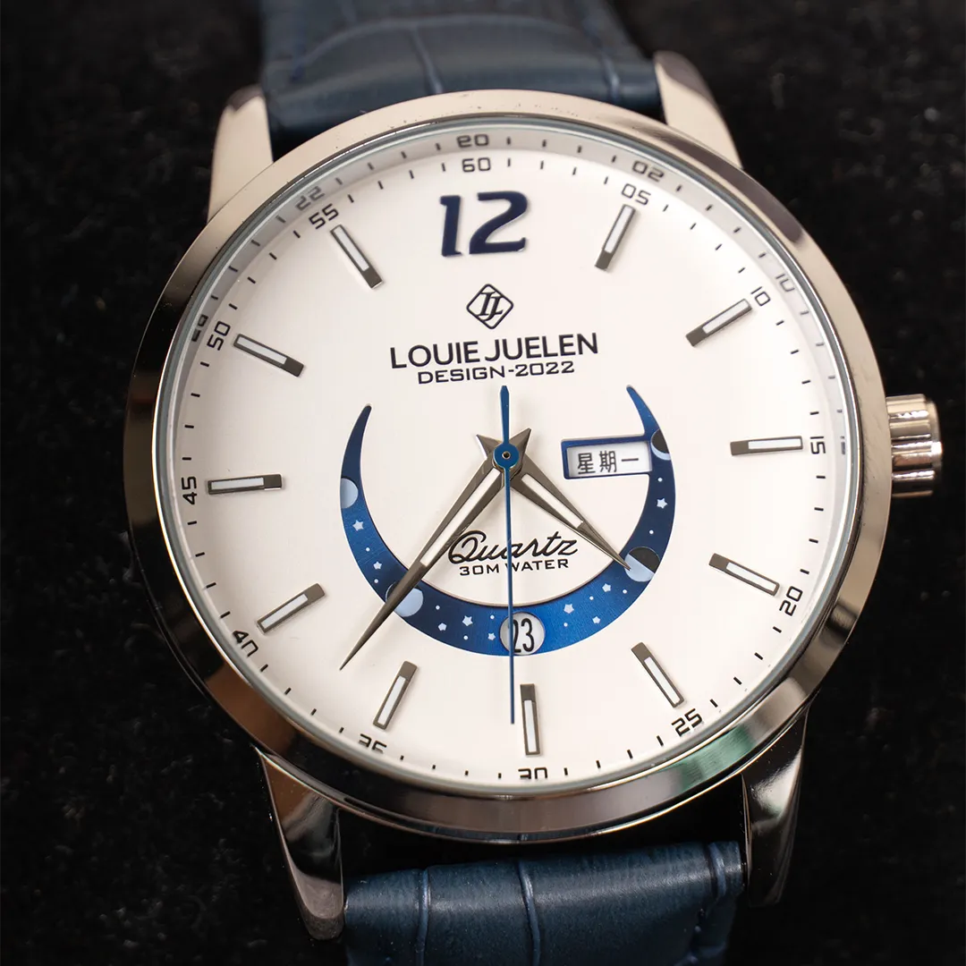 Elegant Moonphase Watch with Luminous Calendar Week