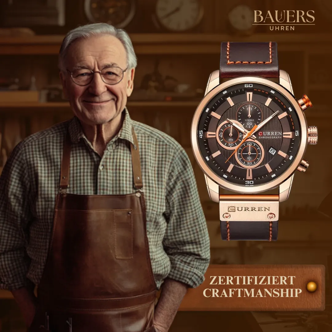 Elegant Quartz Watch with Leather Strap