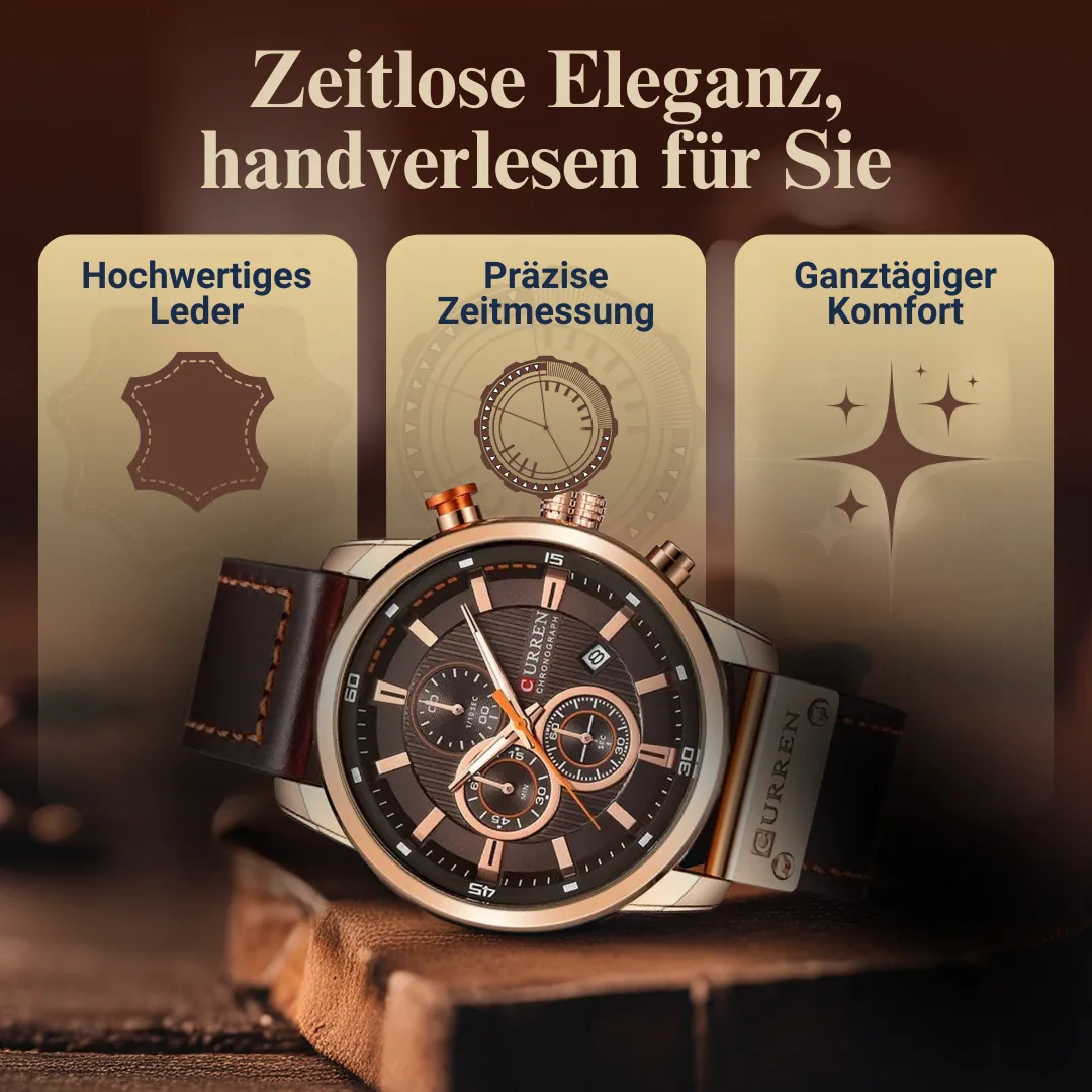 Elegant Quartz Watch with Leather Strap