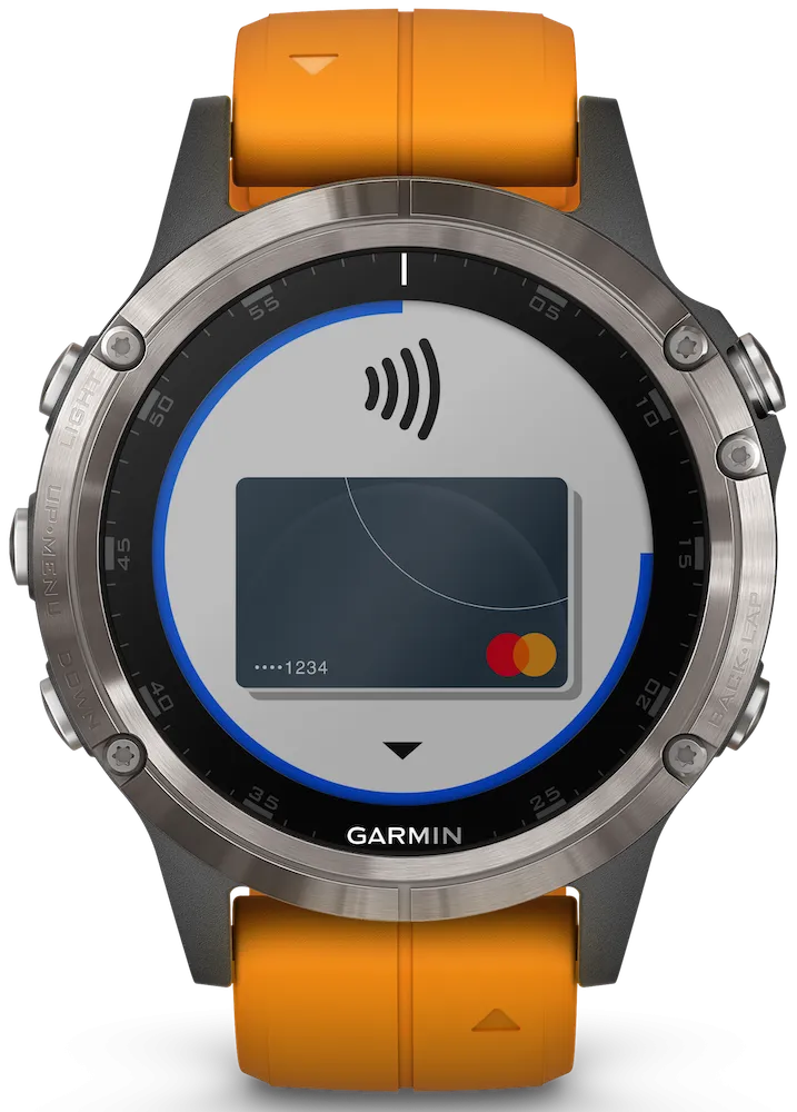 Garmin Watch Fenix 5 Plus Sapphire Titanium Orange Silicone Band