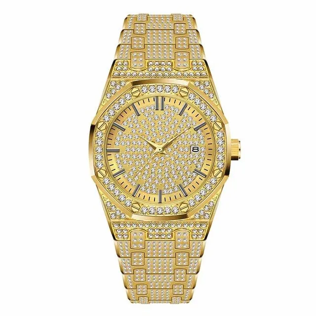 Gold Watch Men Luxury Brand Diamond