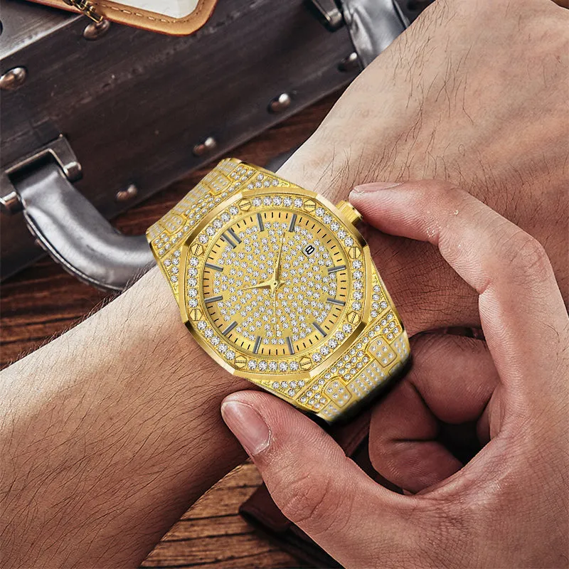 Gold Watch Men Luxury Brand Diamond