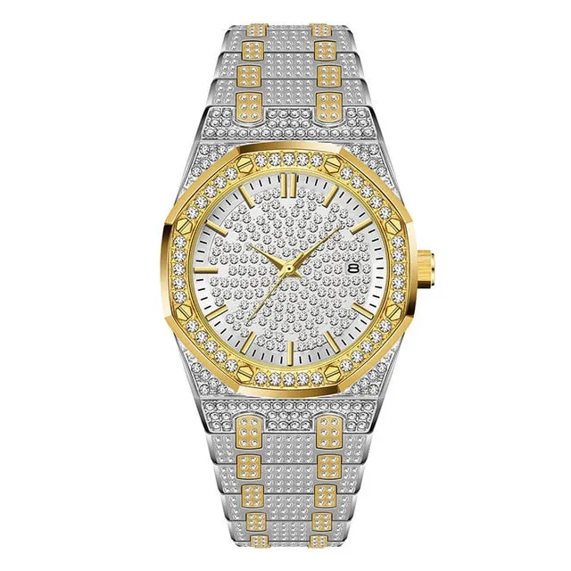 Gold Watch Men Luxury Brand Diamond