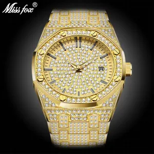 Gold Watch Men Luxury Brand Diamond
