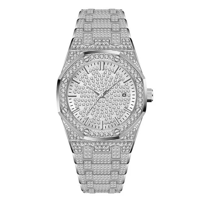 Gold Watch Men Luxury Brand Diamond