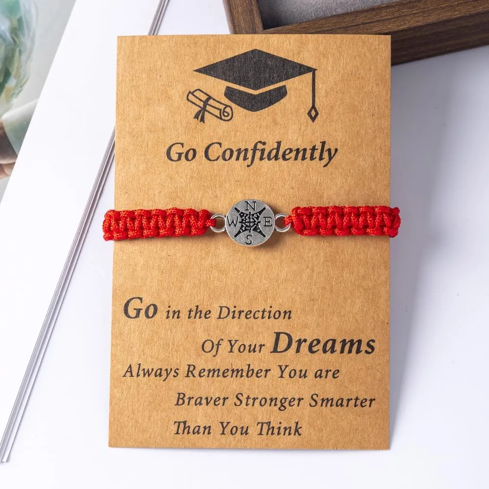 Graduation Compass Bracelet for Her Him,Class of 2025,Personalized Graduation Gifts for College/Nursing/Masters Degree/High School/8th Grade/5th Grade