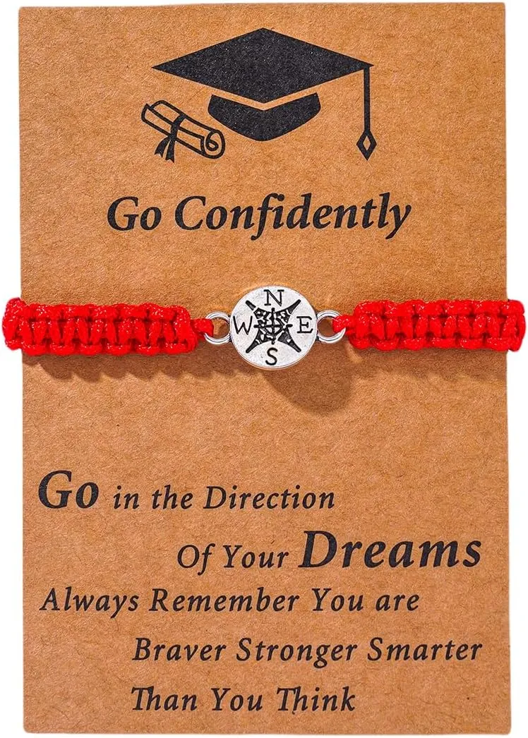 Graduation Compass Bracelet for Her Him,Class of 2025,Personalized Graduation Gifts for College/Nursing/Masters Degree/High School/8th Grade/5th Grade