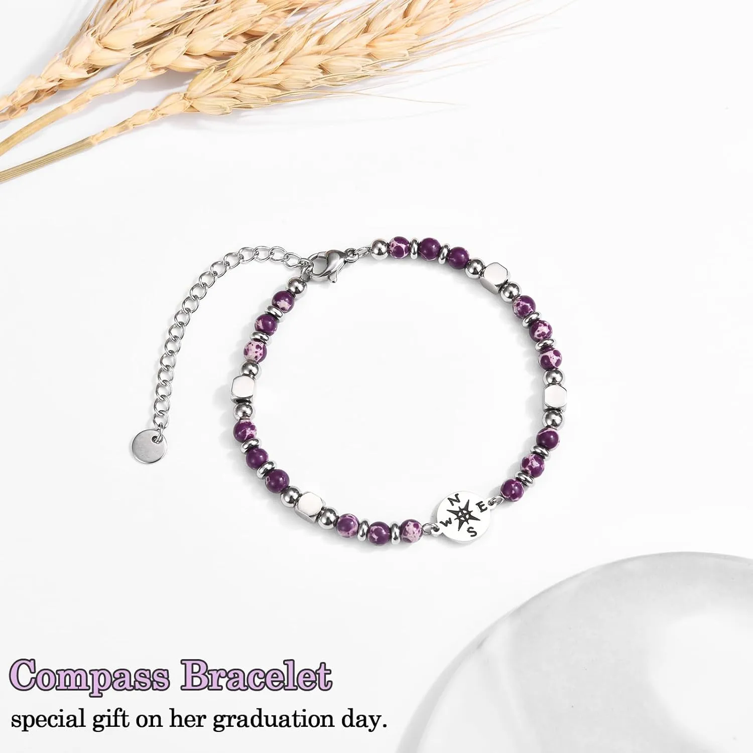 Graduation Gifts for Her Girls Women Class of 2025 High School/Kindergarten/Preschool/ 5th 6th 8th Grade/College/Master Degree/Middle School Graduation Gifts Compass Bracelet Jewelry for Her