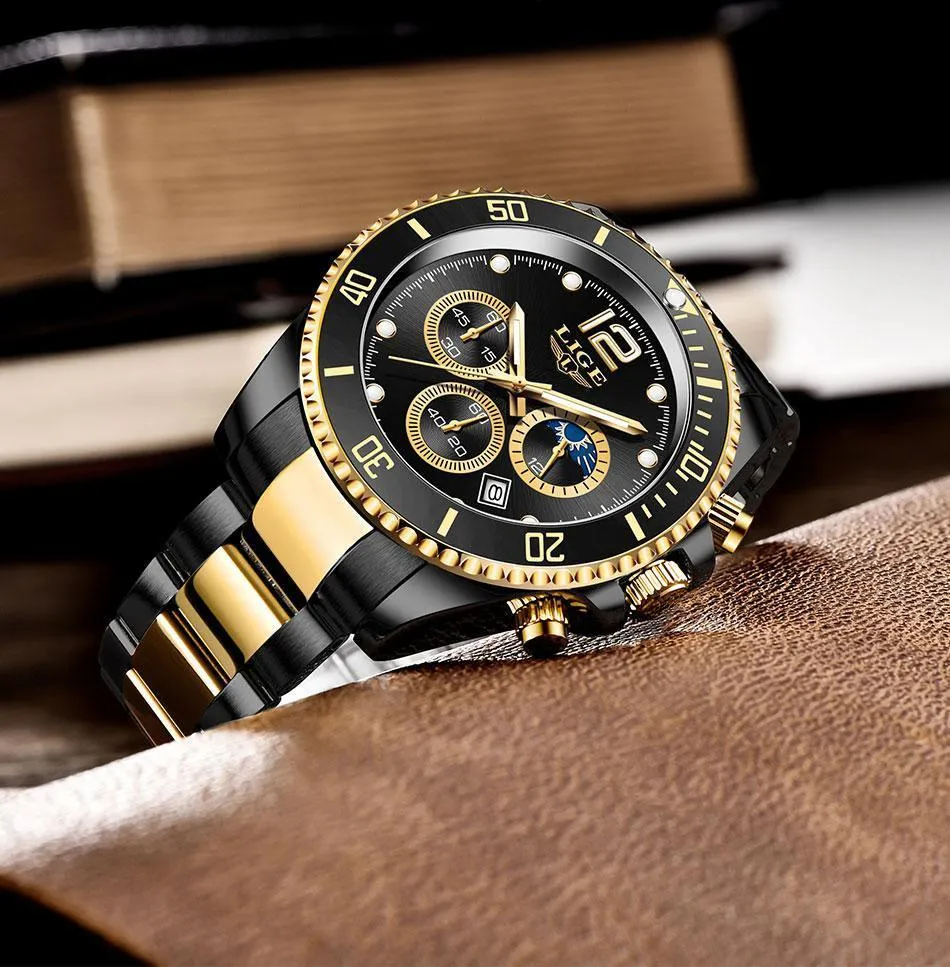 Great Gifts for Men - Top Brand Luxury Stainless Steel Quartz Sport Waterproof Watch