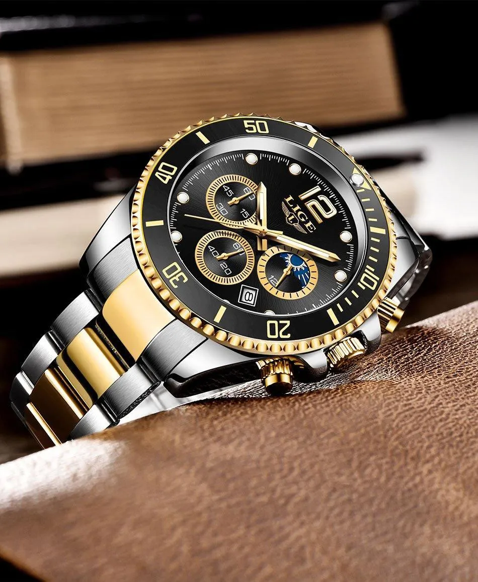 Great Gifts for Men - Top Brand Luxury Stainless Steel Quartz Sport Waterproof Watch
