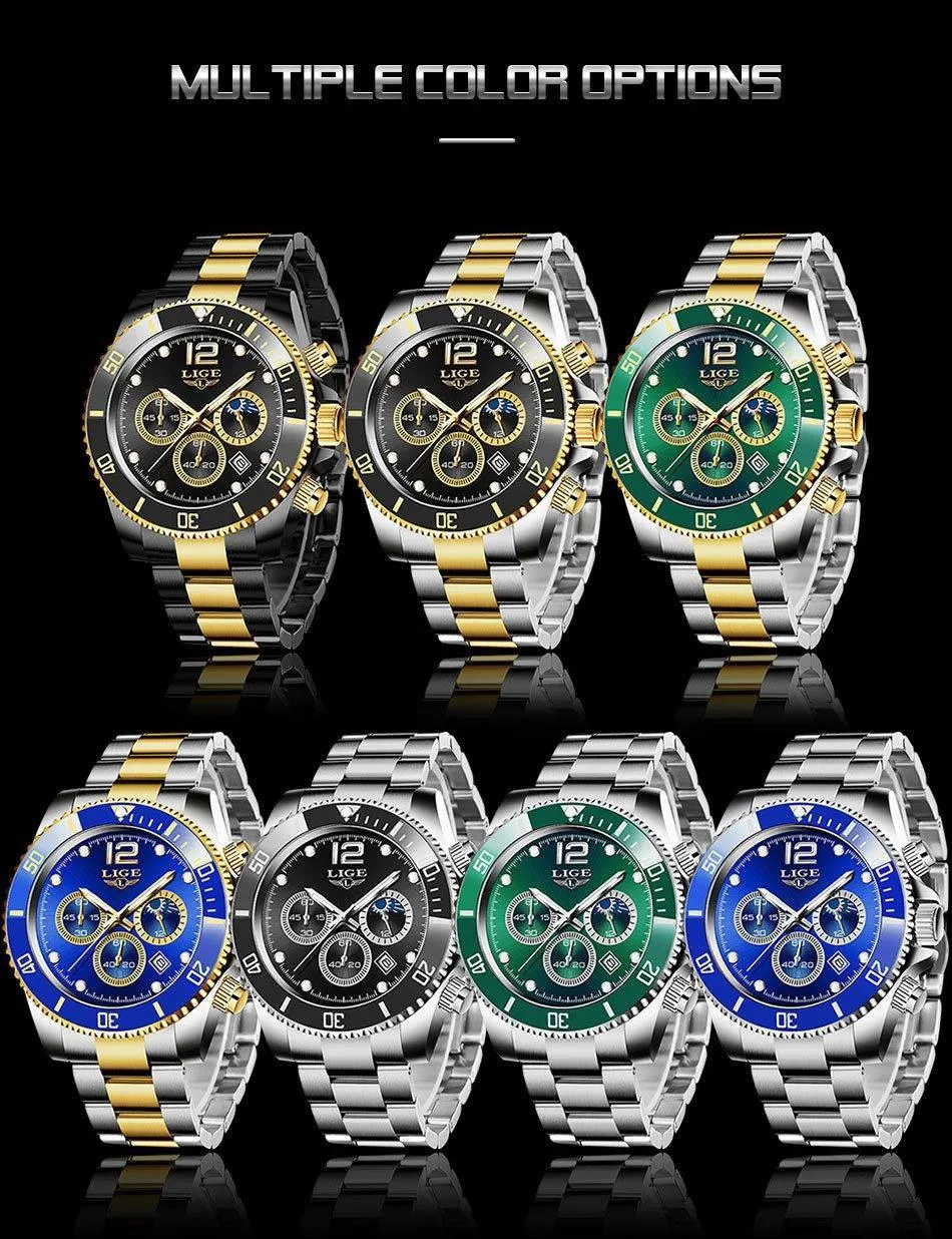 Great Gifts for Men - Top Brand Luxury Stainless Steel Quartz Sport Waterproof Watch