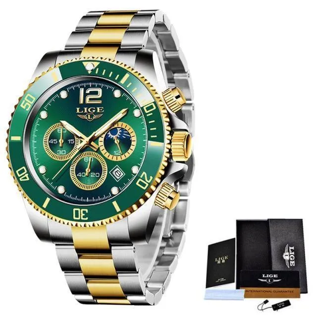 Great Gifts for Men - Top Brand Luxury Stainless Steel Quartz Sport Waterproof Watch