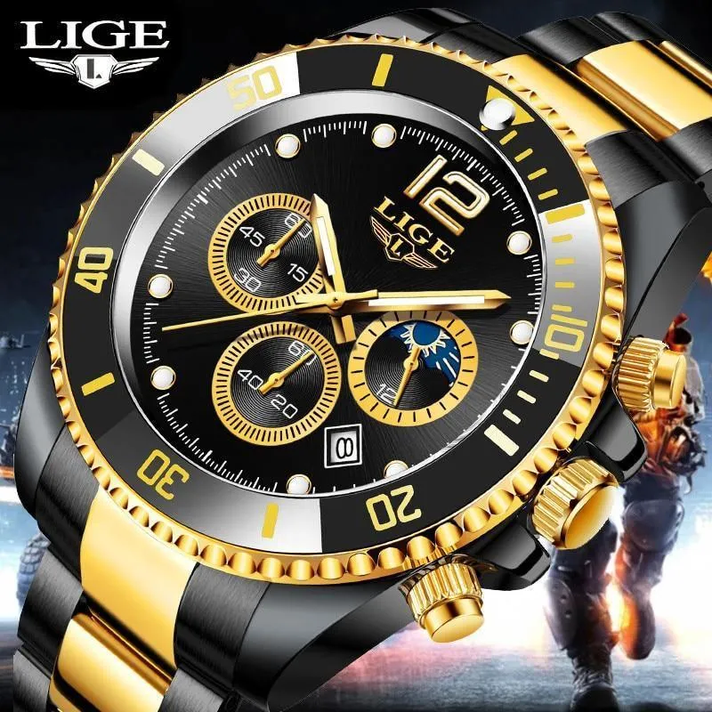 Great Gifts for Men - Top Brand Luxury Stainless Steel Quartz Sport Waterproof Watch