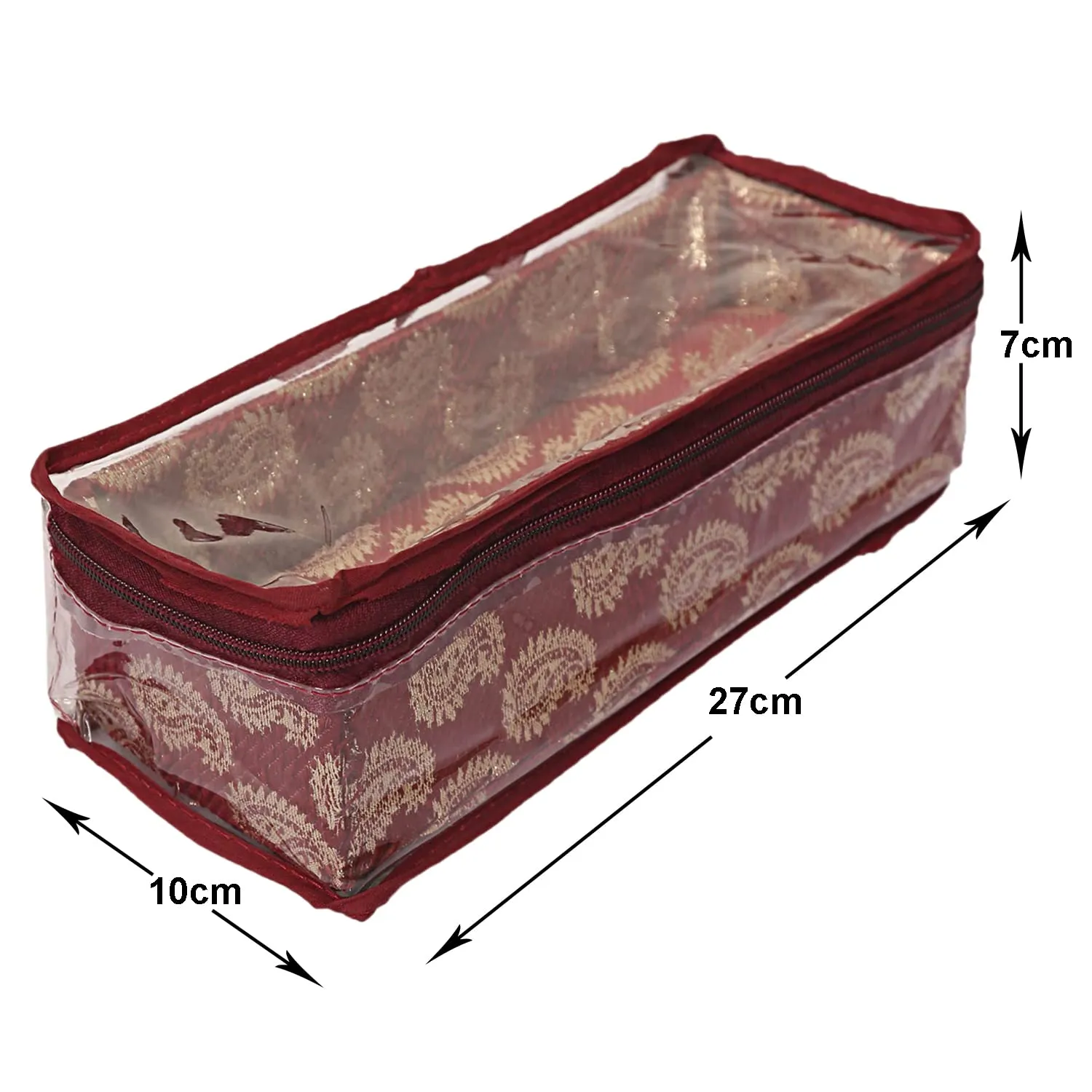 Heart Home Feather Design Laminated 1 Rod Box, Organizer For Bangle, Watches, Bracelets, Jewellery With Tranasparent Top - Pack of 2 (Maroon)-47HH0196