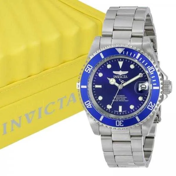 Invicta Pro Diver Stainless Steel Blue Dial Automatic Mens Watch....40mm