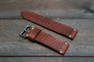 Italian bull leather watch strap 4 mm thick, Torre Cognac, handmade in Finland -  16mm, 17 mm, 18mm, 19 mm, 20mm, 21mm, 22mm, 23 mm, 24mm, 25 mm, 26 mm.