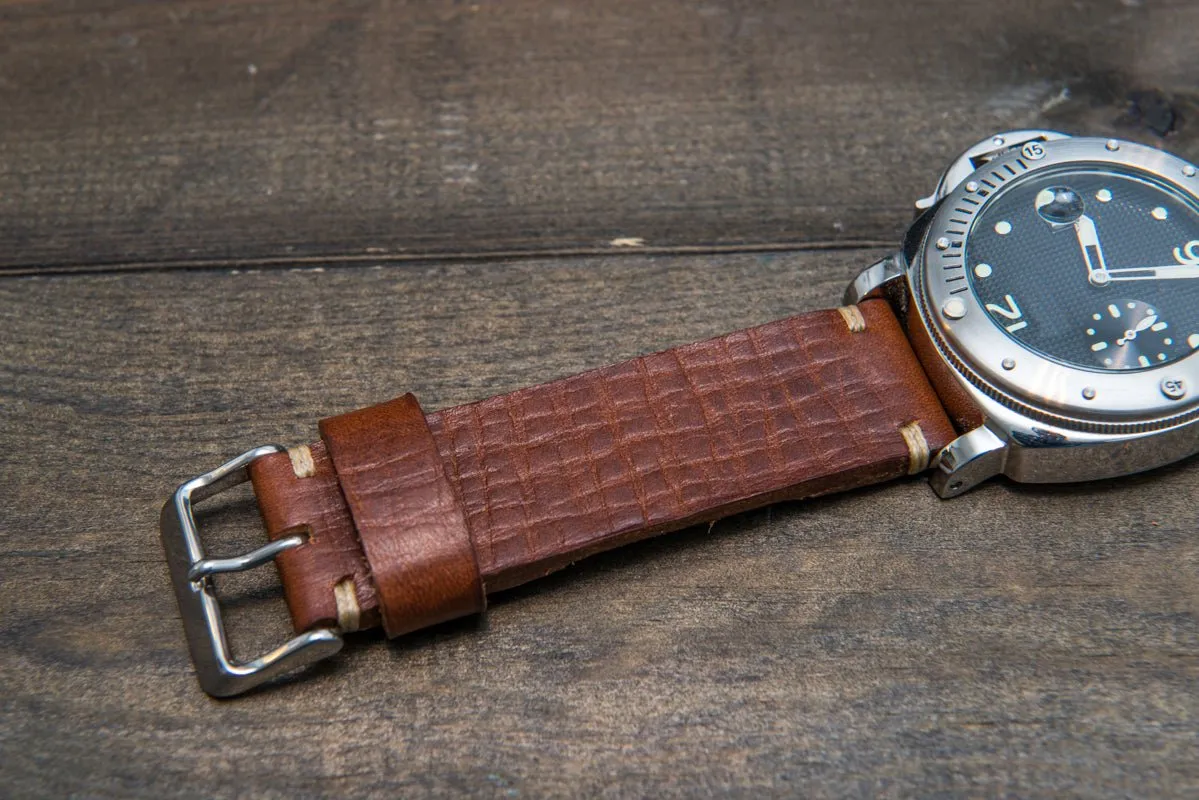 Italian bull leather watch strap 4 mm thick, Torre Cognac, handmade in Finland -  16mm, 17 mm, 18mm, 19 mm, 20mm, 21mm, 22mm, 23 mm, 24mm, 25 mm, 26 mm.