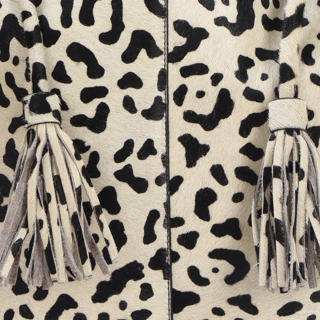 Ivory Leopard Leather Hobo Shoulder Bag