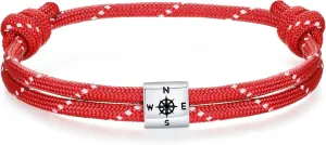 J.Endar Compass Nautical Paracord Bracelet for Men, 925 Sterling Silver Handmade Bracelet Surfer Summer Beach Jewelry Partner Friendship Gift