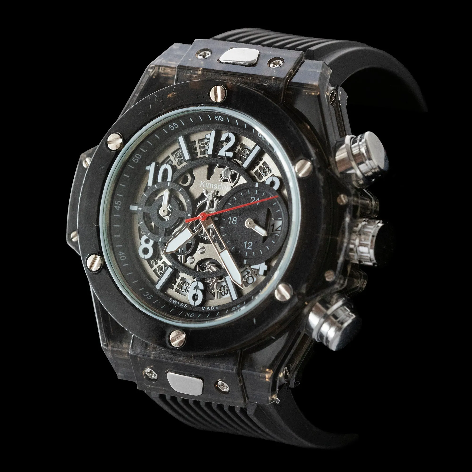 Kimsdun - Black “Skeletonised” Sports Watch