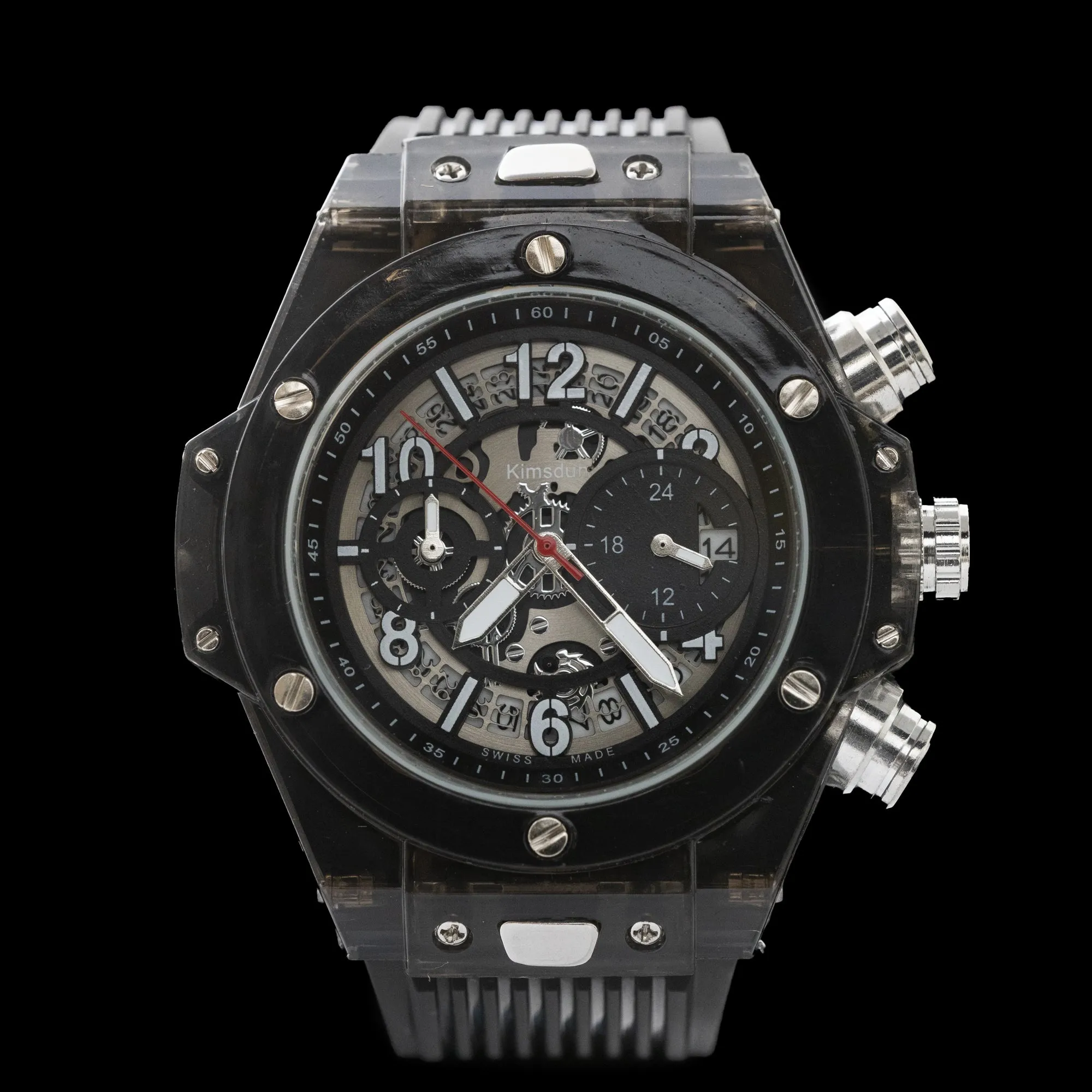 Kimsdun - Black “Skeletonised” Sports Watch