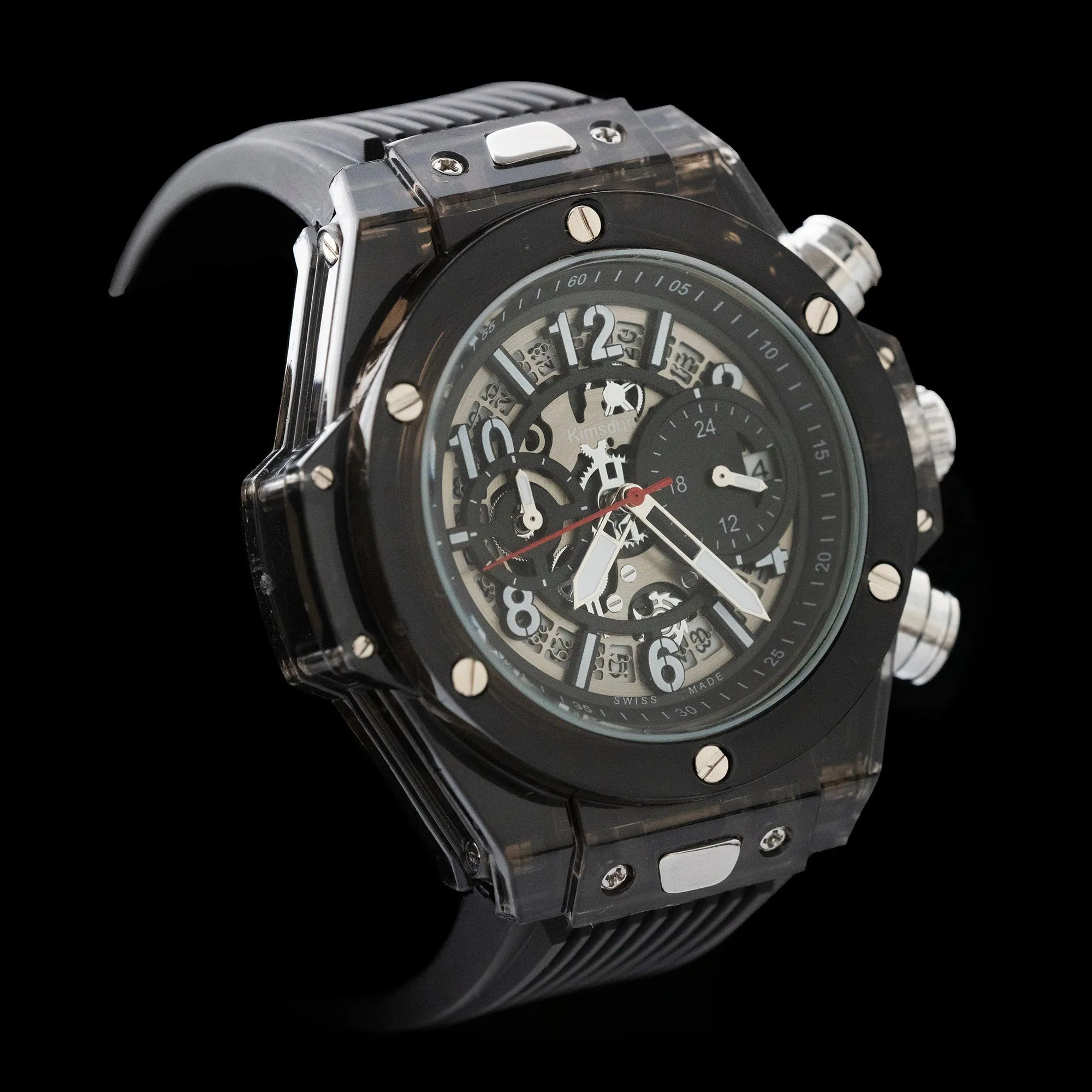 Kimsdun - Black “Skeletonised” Sports Watch