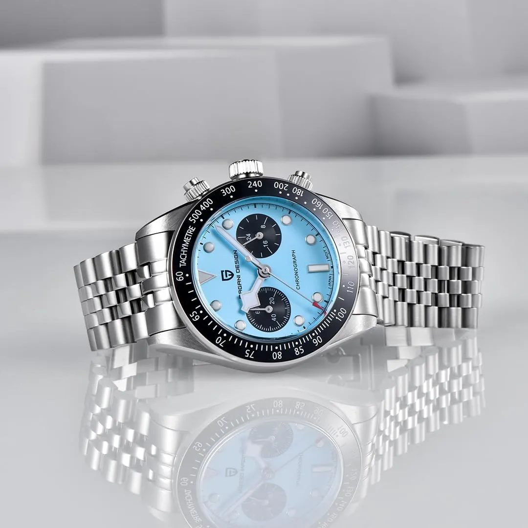 LACZ DENTON Pagani Design 1718 Panda Dial Men's Chronograph Watches Japan VK64 Movement Stianless Steel 100M Waterproof Men Fashion Casual Watch