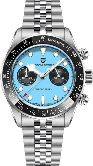 LACZ DENTON Pagani Design 1718 Panda Dial Men's Chronograph Watches Japan VK64 Movement Stianless Steel 100M Waterproof Men Fashion Casual Watch