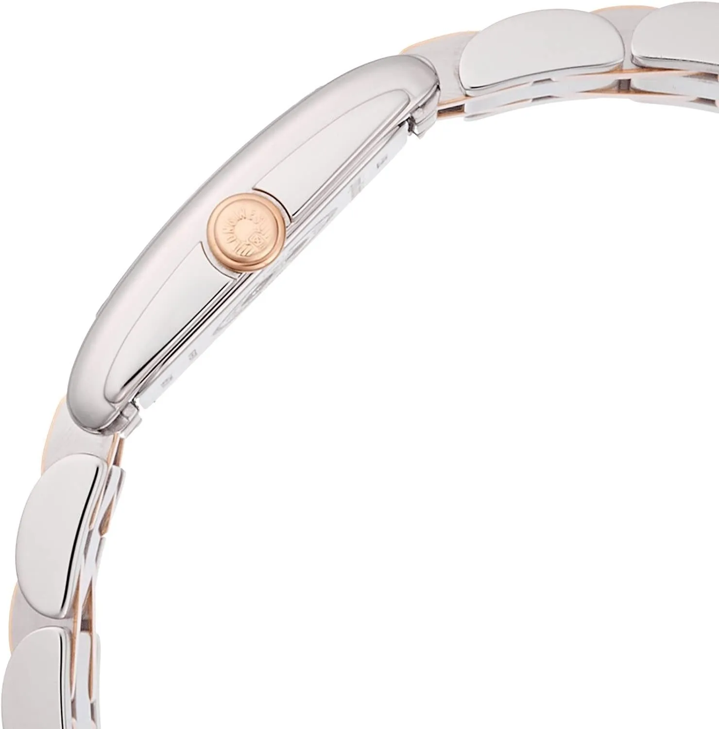 Longines DolceVita Stainless Steel & Rose Gold Mother-Of-Pearl Dial Diamonds Rectangle Quartz Womens Watch L5.258.5.87.7