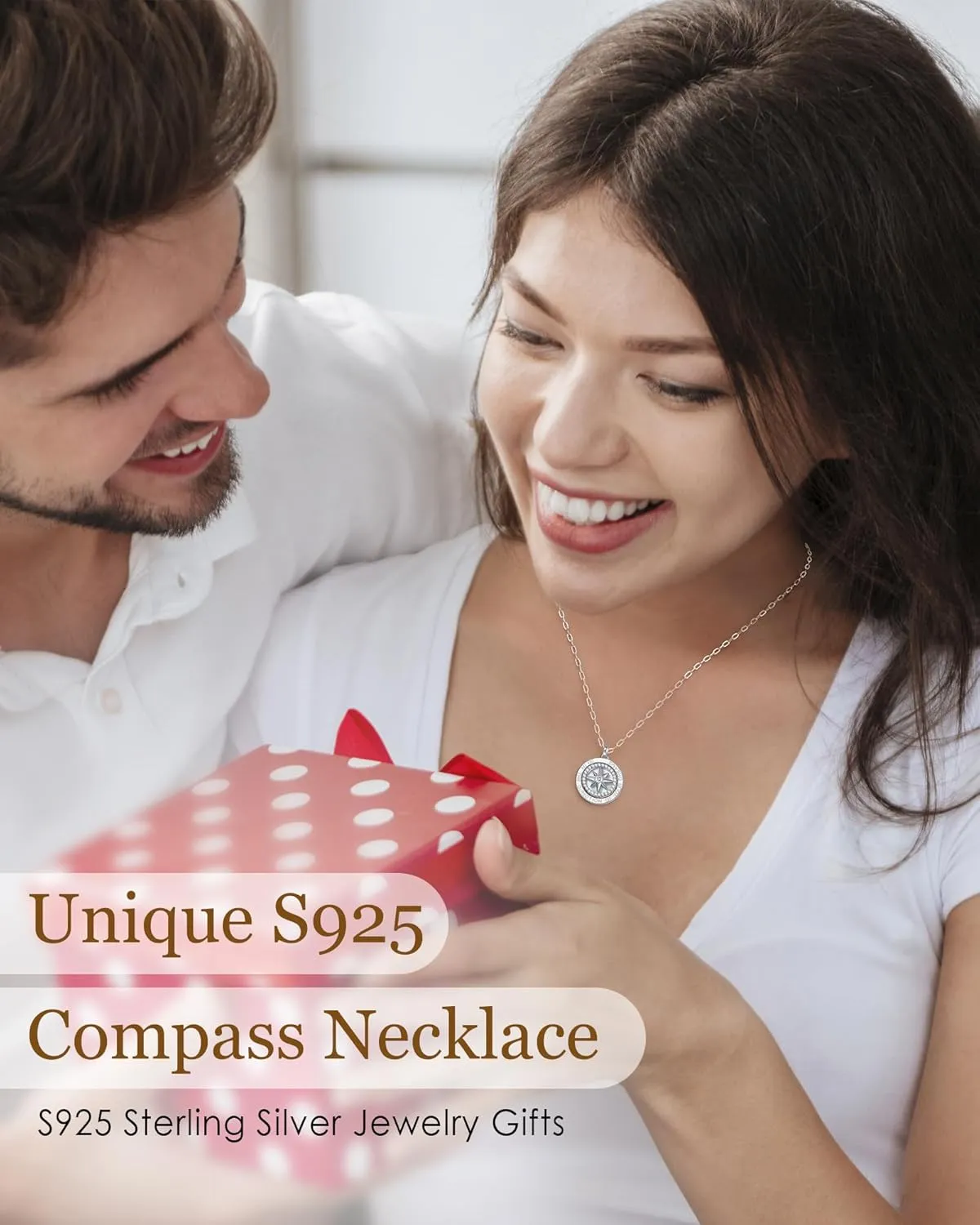 LOUISA SECRET Graduation Gifts for Her 2025, S925 Sterling Silver Compass Birthstone Necklace for Her, Anniversary Birthday Jewelry Gifts for Women Her