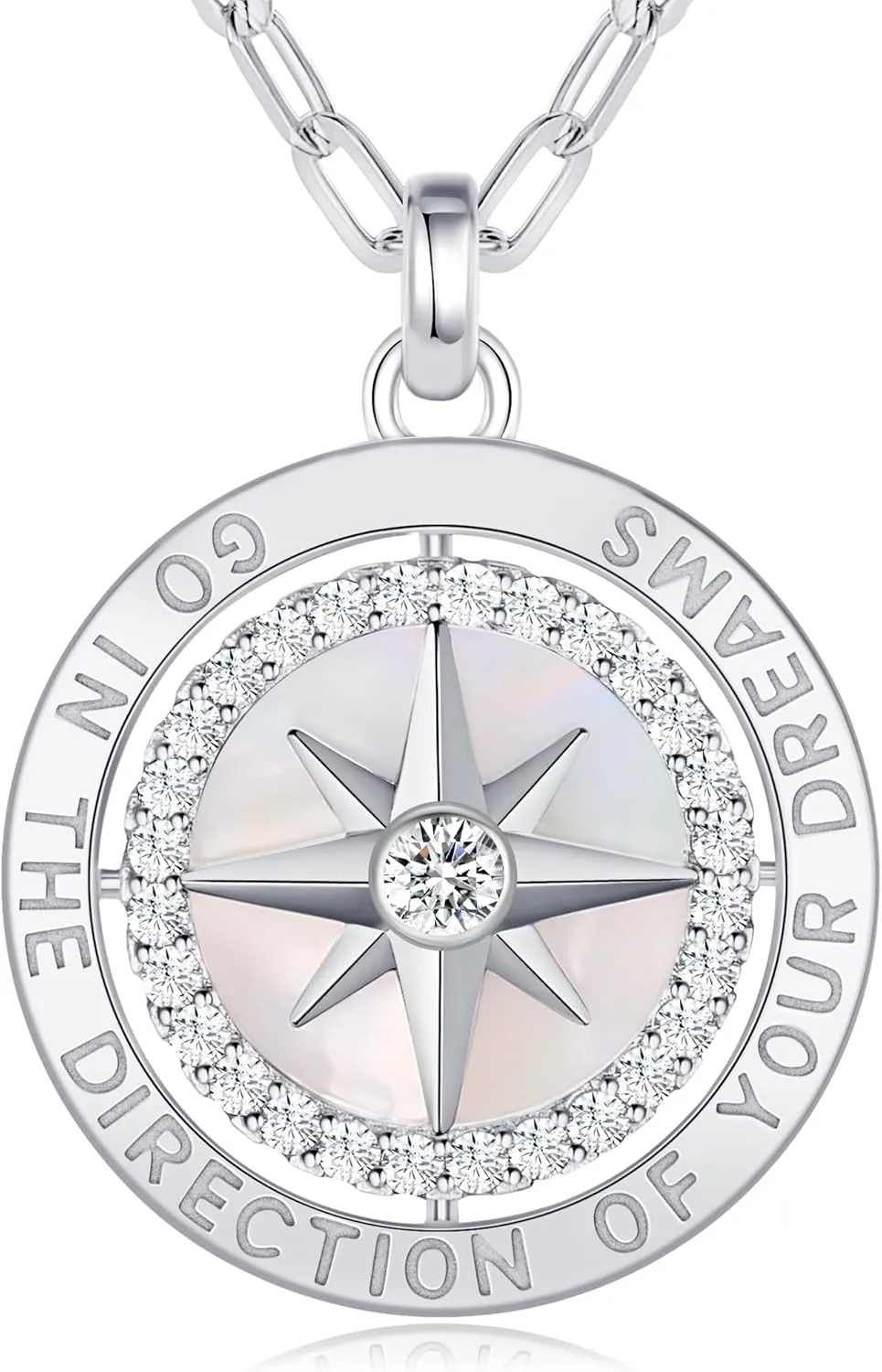 LOUISA SECRET Graduation Gifts for Her 2025, S925 Sterling Silver Compass Birthstone Necklace for Her, Anniversary Birthday Jewelry Gifts for Women Her