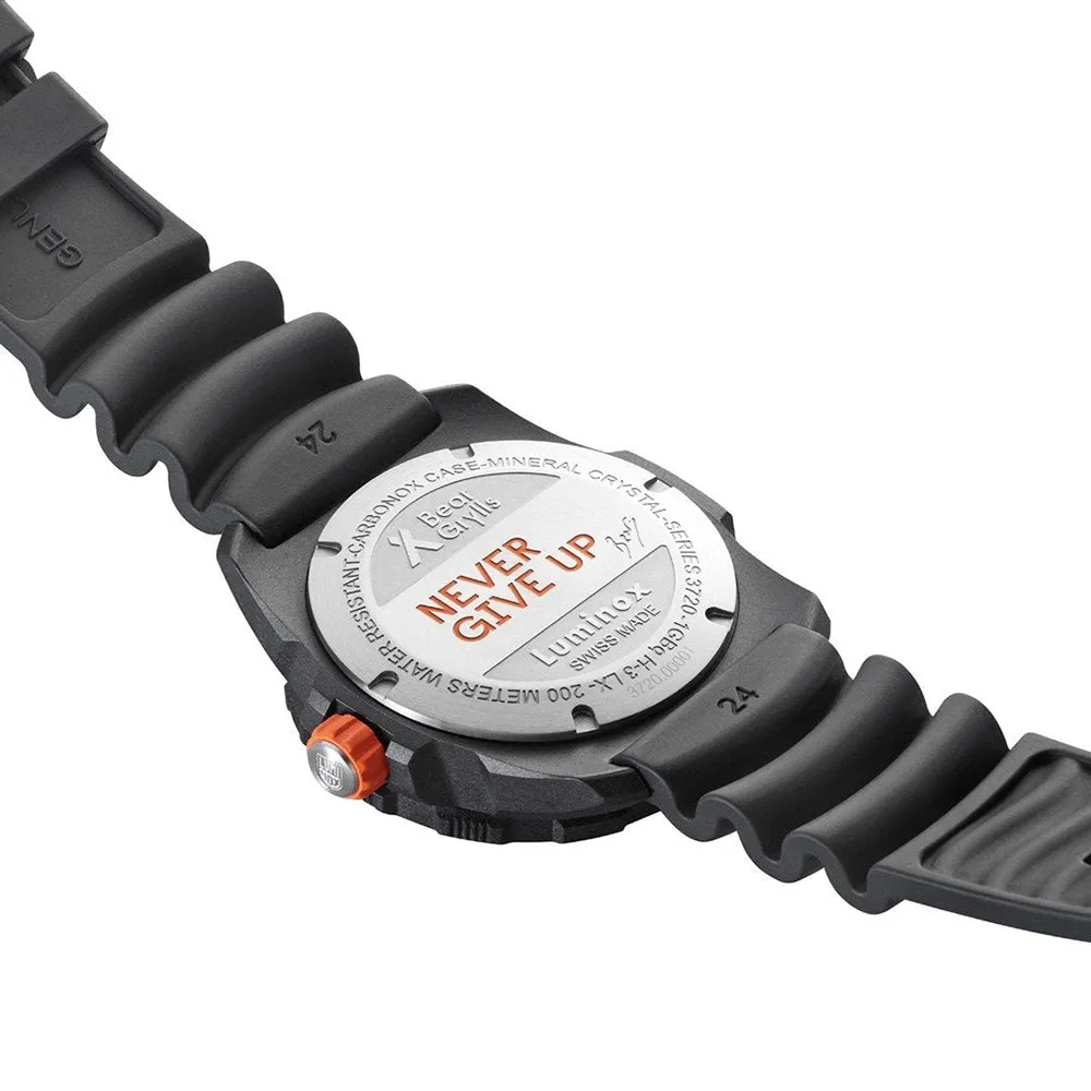 Luminox Men's Limited Edition Bear Grylls Survival SEA 3720 Series Black Rubber Band Black Dial Quartz Analog Watch - XB.3723