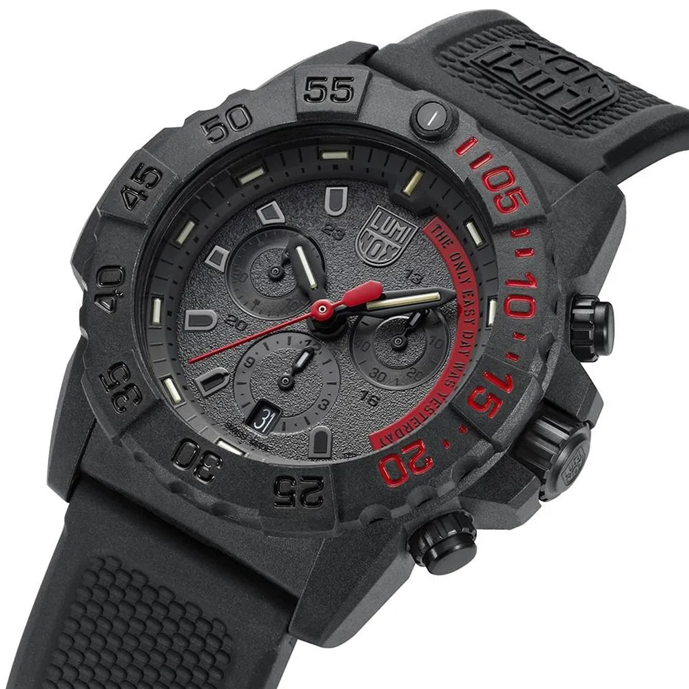 Luminox Men's Navy Seal Chronograph 3580 Series Black Rubber Band Black Dial Quartz Analog Watch - XS.3581.EY