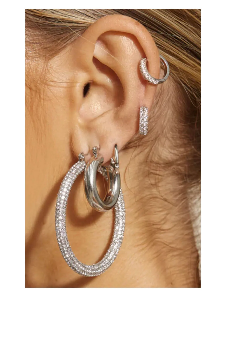 Luv AJ Baby Pave Huggies In Silver
