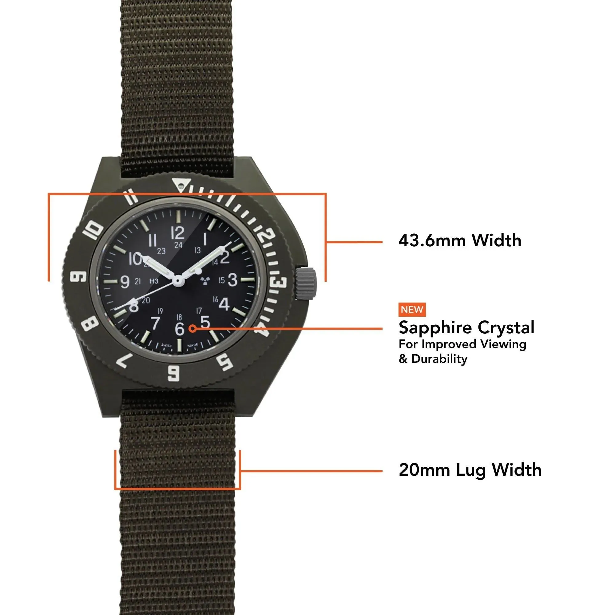 Marathon Sage Green Pilot's Navigator - 41mm  No Government Markings Ballistic Nylon Sage Green WW194001-S-SG-D