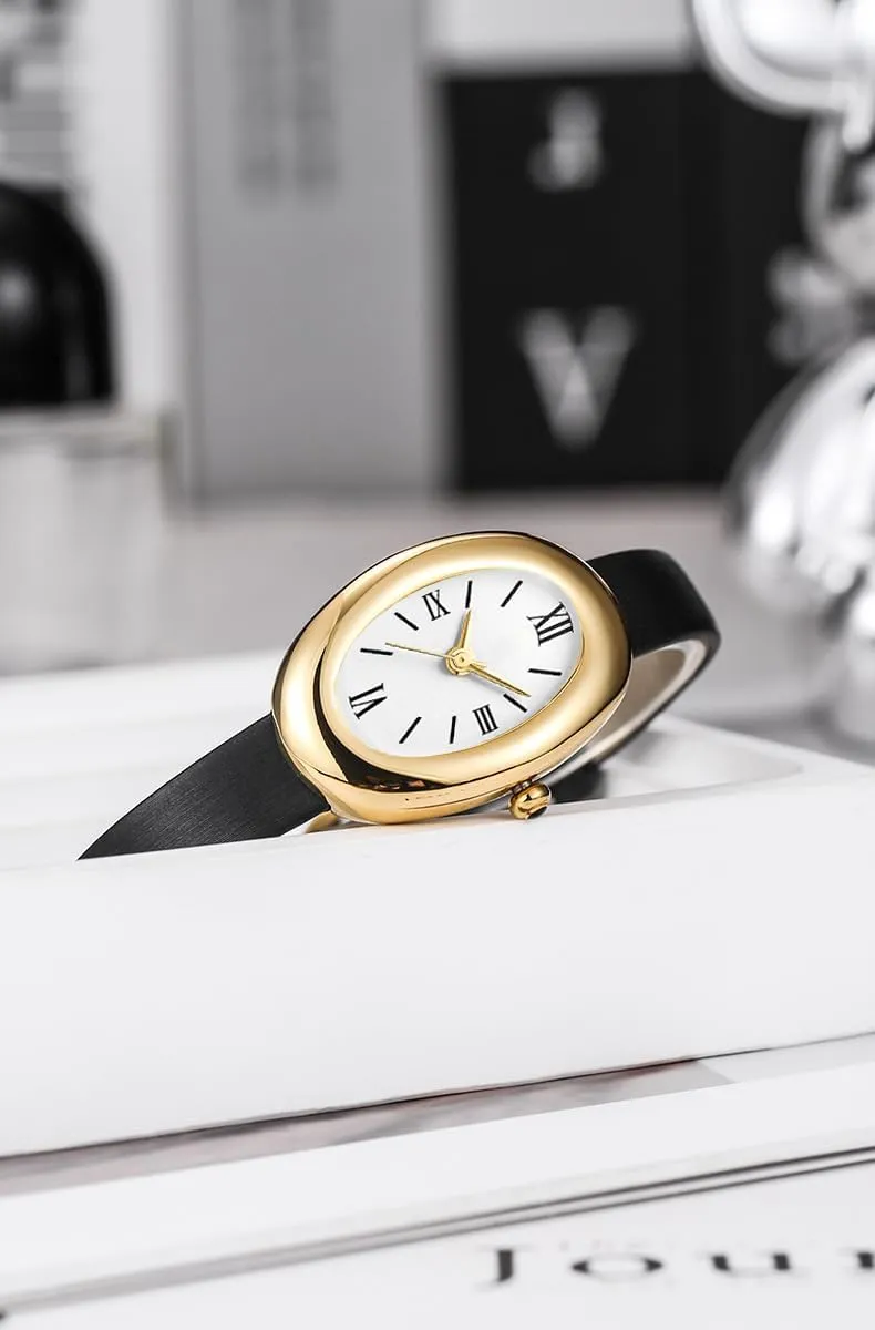 MASTOP Bracelet Watch for Women - Elegant 24mm Oval Dial Bangle Watch - Gold Jewelry Style Quartz Wristwatch - Gift for Her